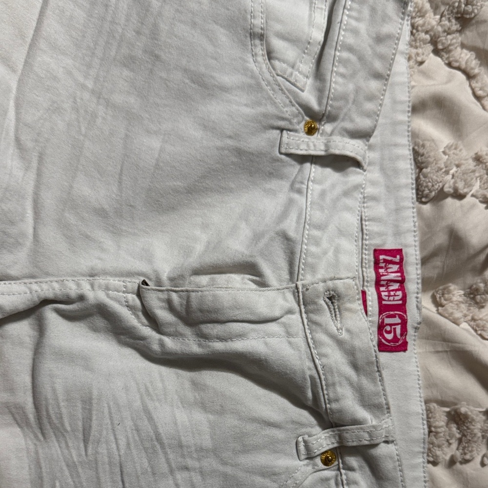 Zanadi White Jeans with Pink Accents